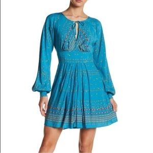 green emerald velvet dress Free People Santiago Embroidered Mini Dress Ivory L main image 1